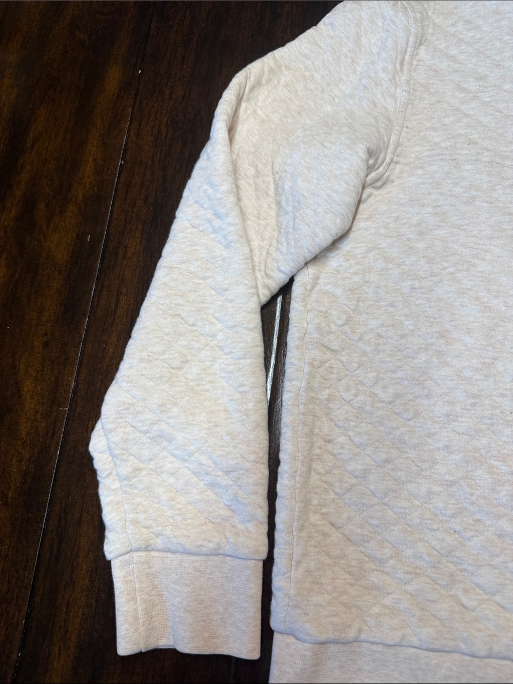 Patagonia Cream Quilted Pullover with Tan Snap Placket - Picture 5 of 7